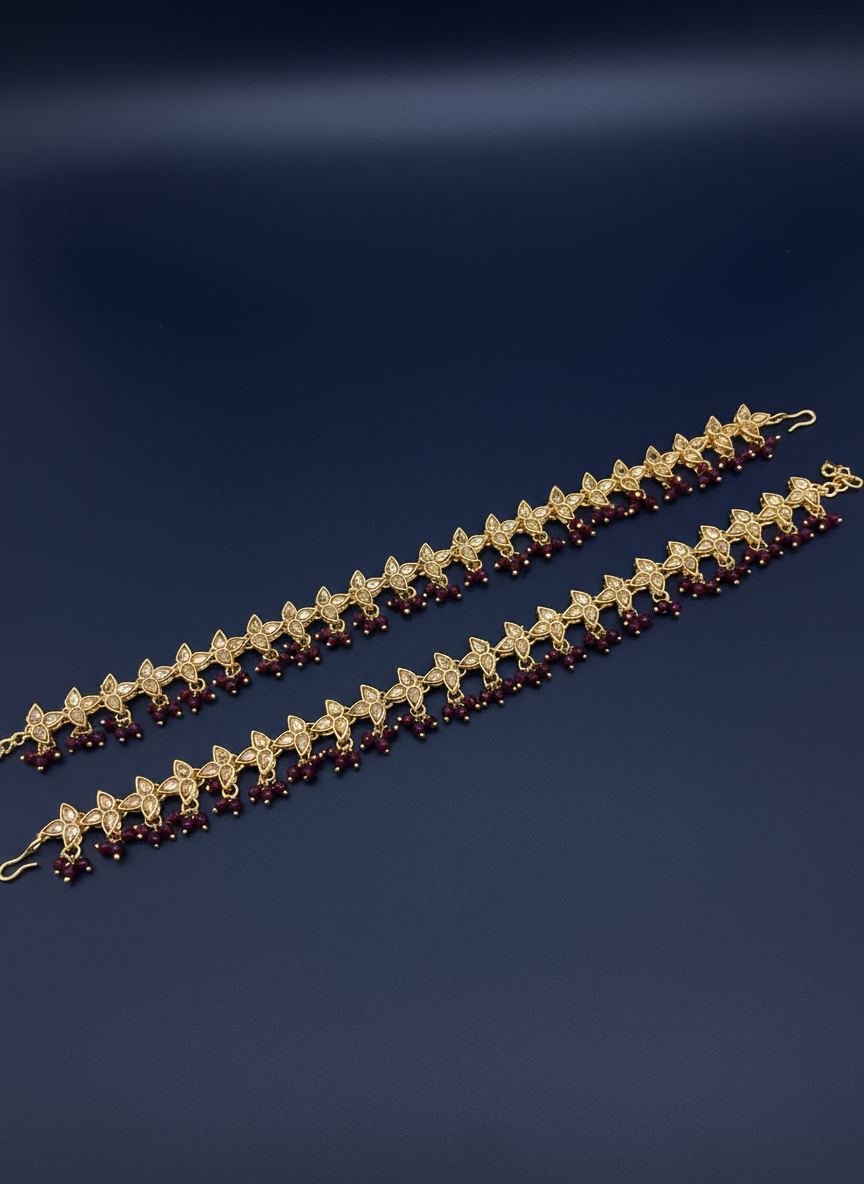 AM402 Gold and Purple anklets polki