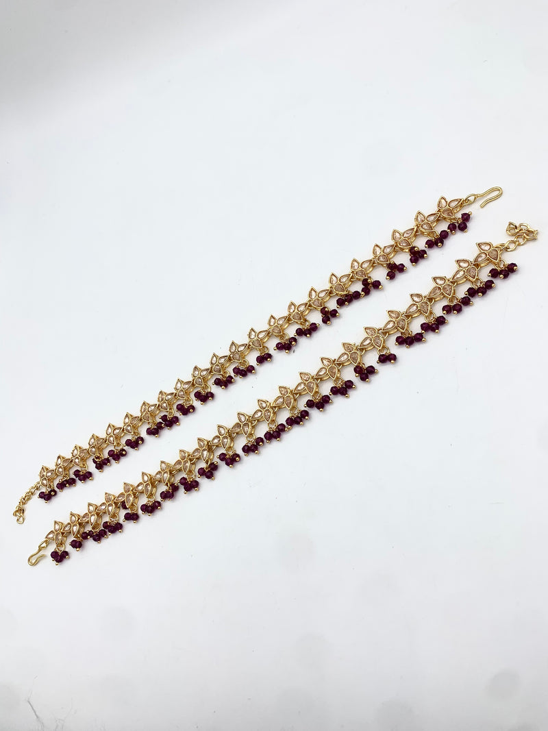AM402 Gold and Purple anklets polki
