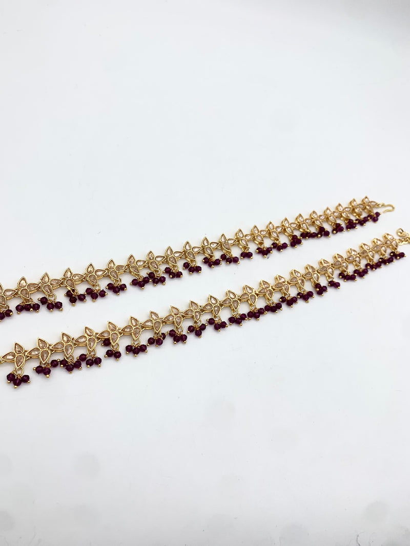 AM402 Gold and Purple anklets polki