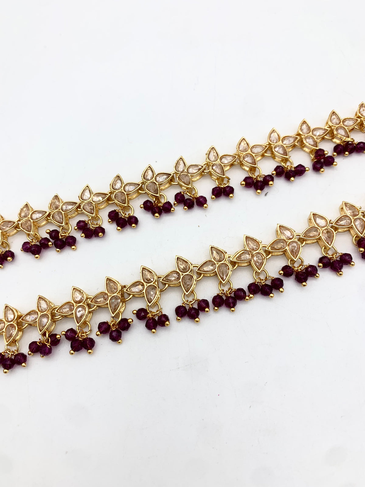 AM402 Gold and Purple anklets polki