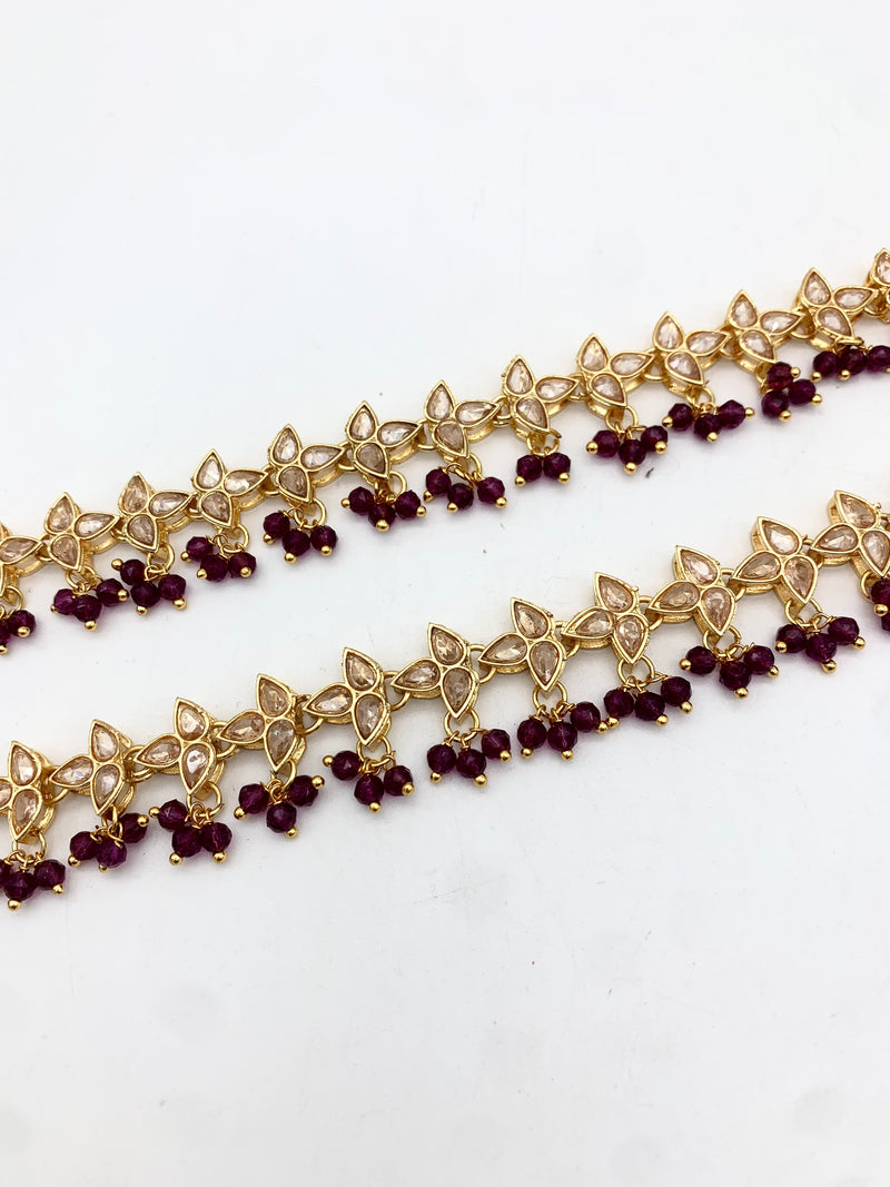 AM402 Gold and Purple anklets polki