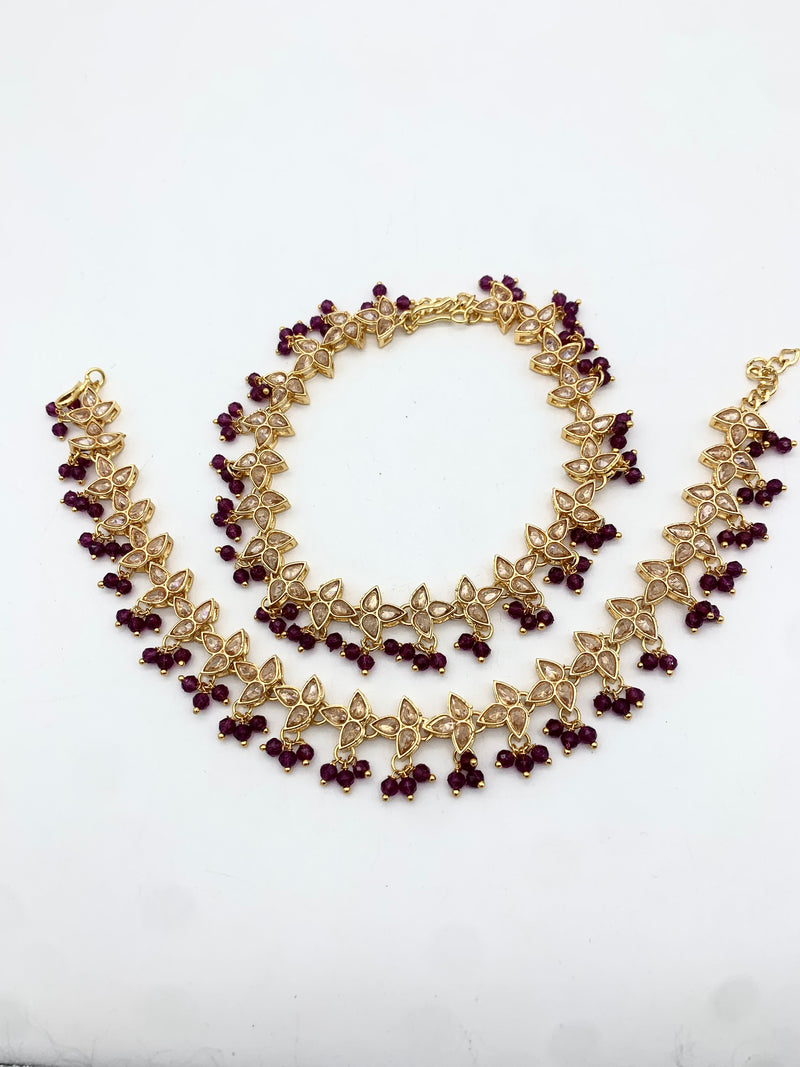 AM402 Gold and Purple anklets polki