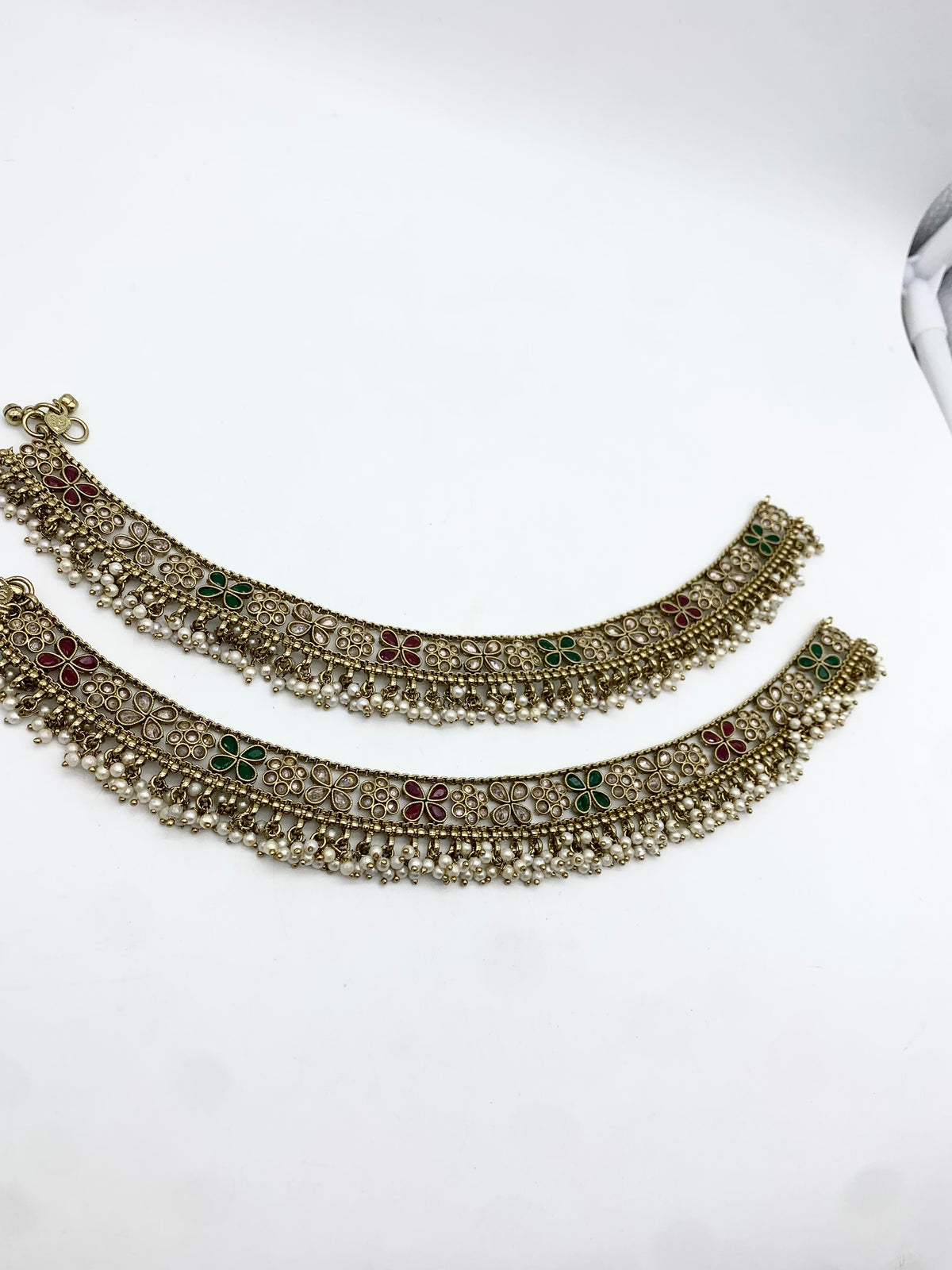Am400 Gold Pink and Green anklets polki