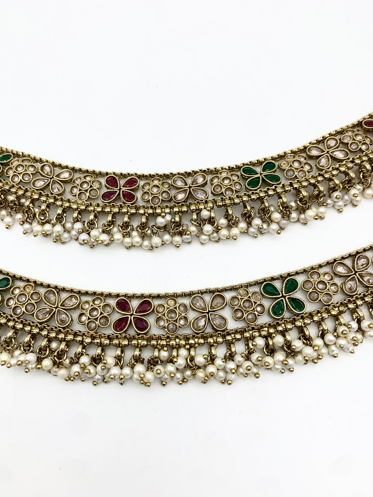 Am400 Gold Pink and Green anklets polki