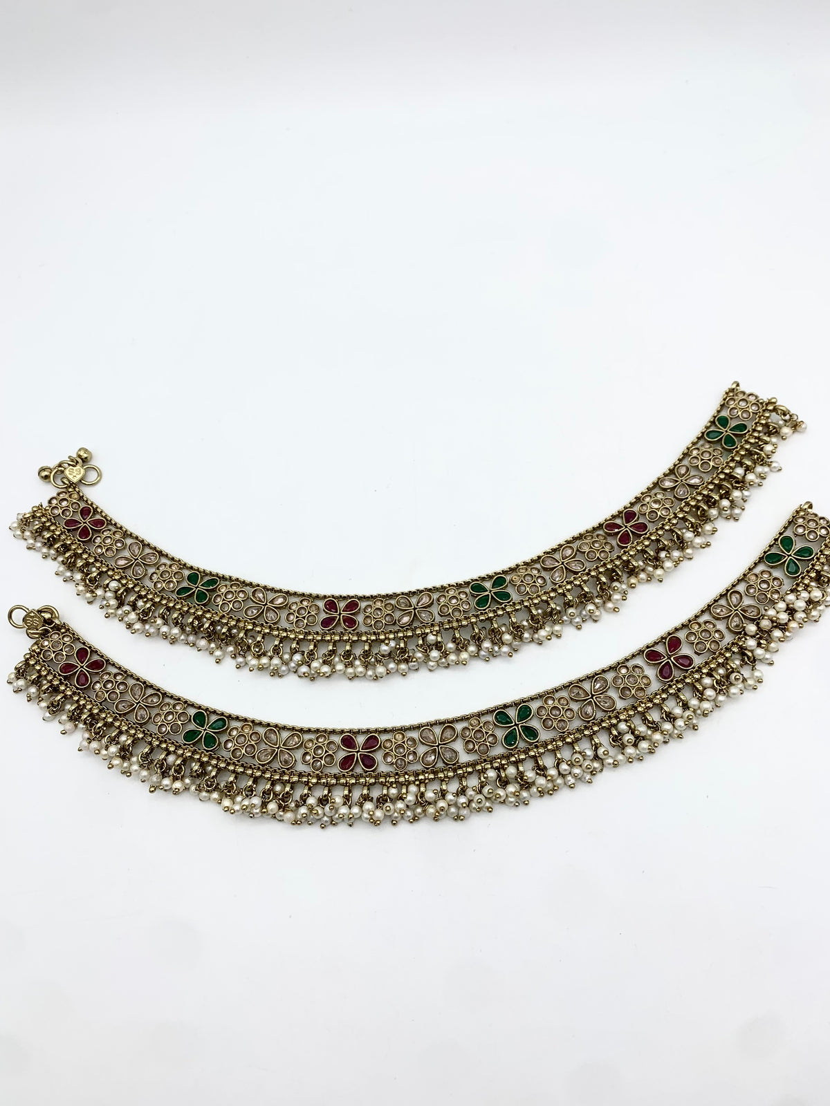 Am400 Gold Pink and Green anklets polki