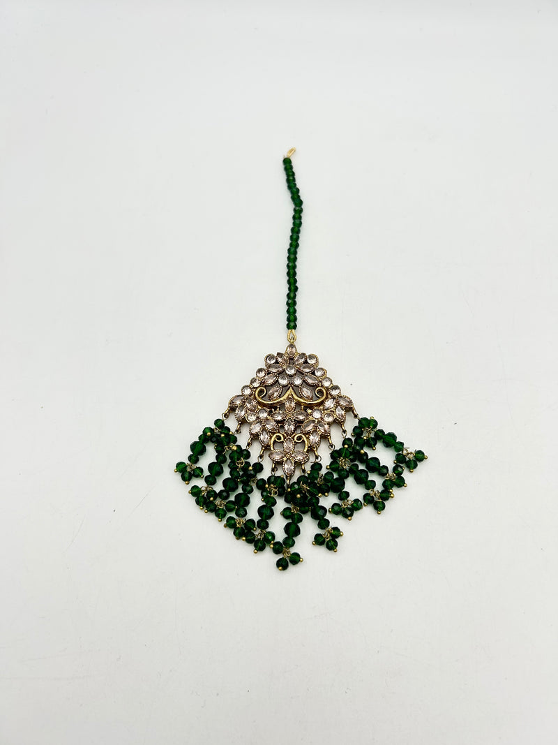 AM9027 Gold and Green bridal necklace set Polki