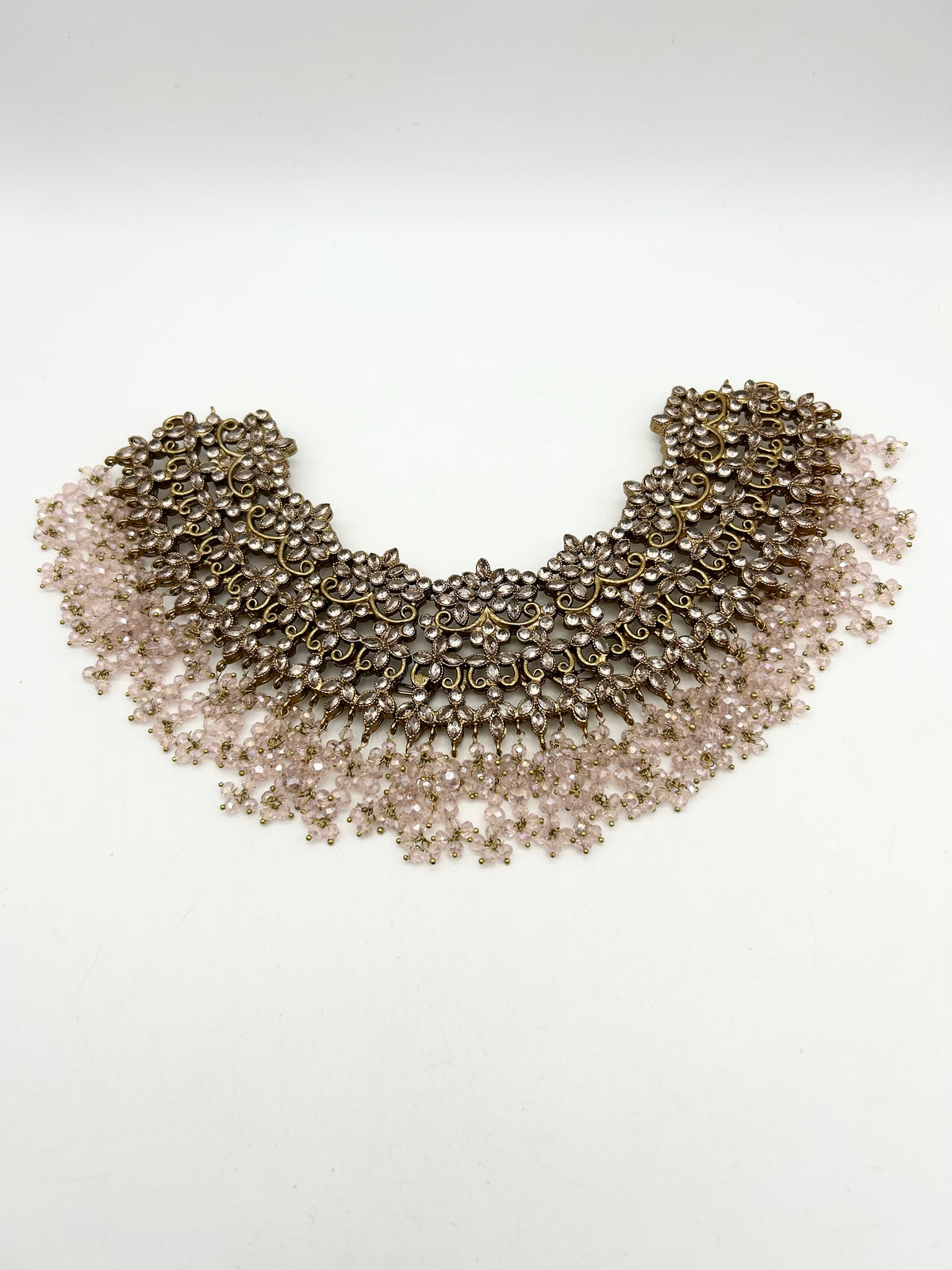 AM9027 Gold and Pink bridal necklace set with crystal and Polki