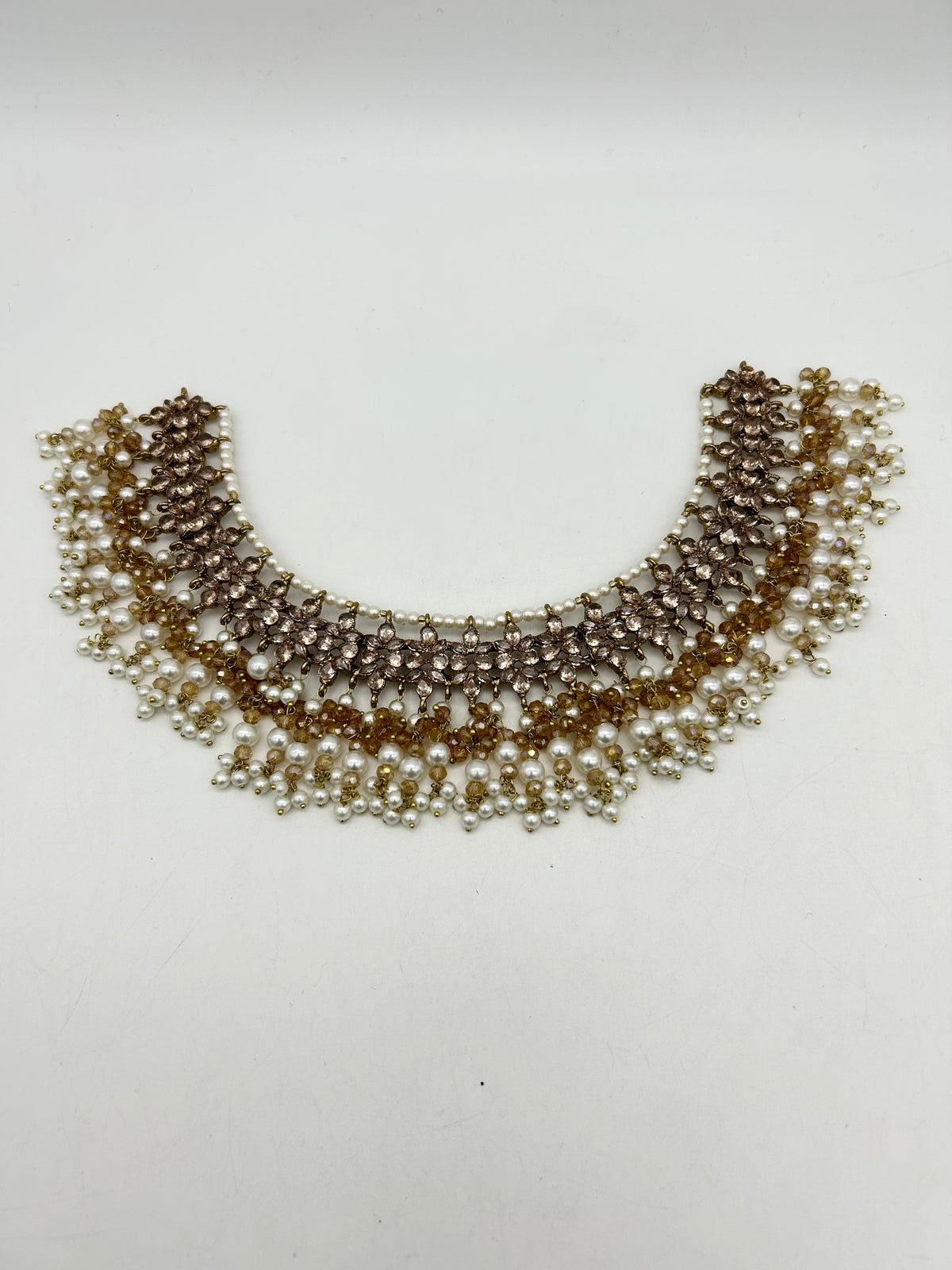 AM9025 Gold and White bridal Polki Necklace Set