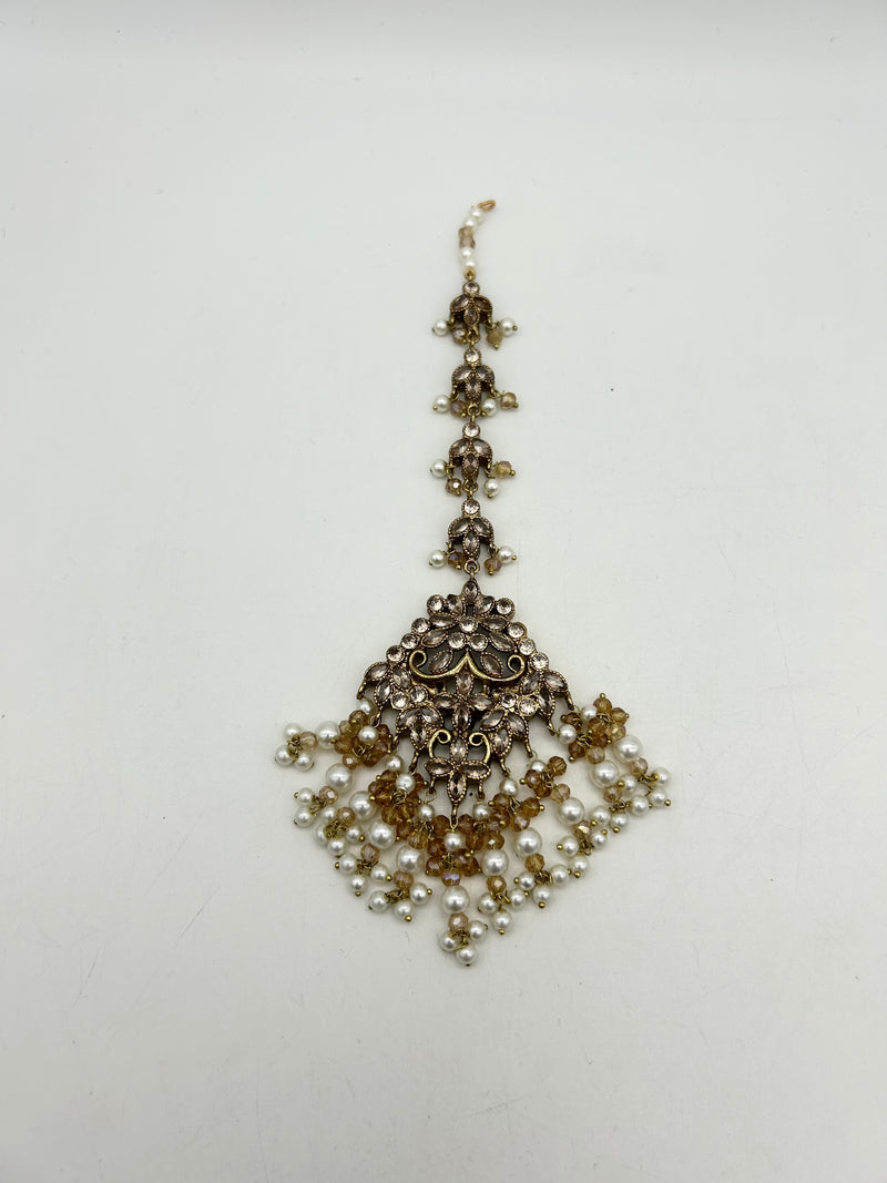 AM9025 Gold and White bridal Polki Necklace Set