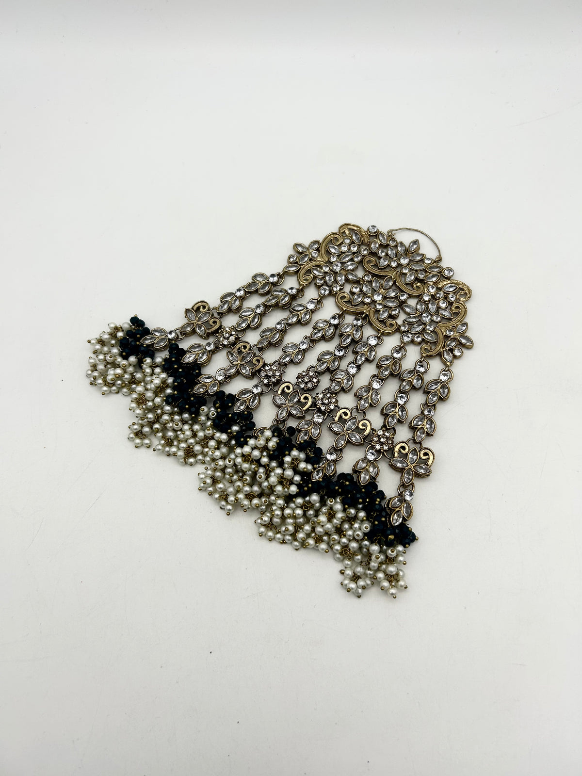 AM000 Gold White and Blue necklace  set Polki