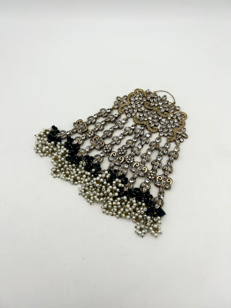 AM000 Gold White and Blue necklace  set Polki