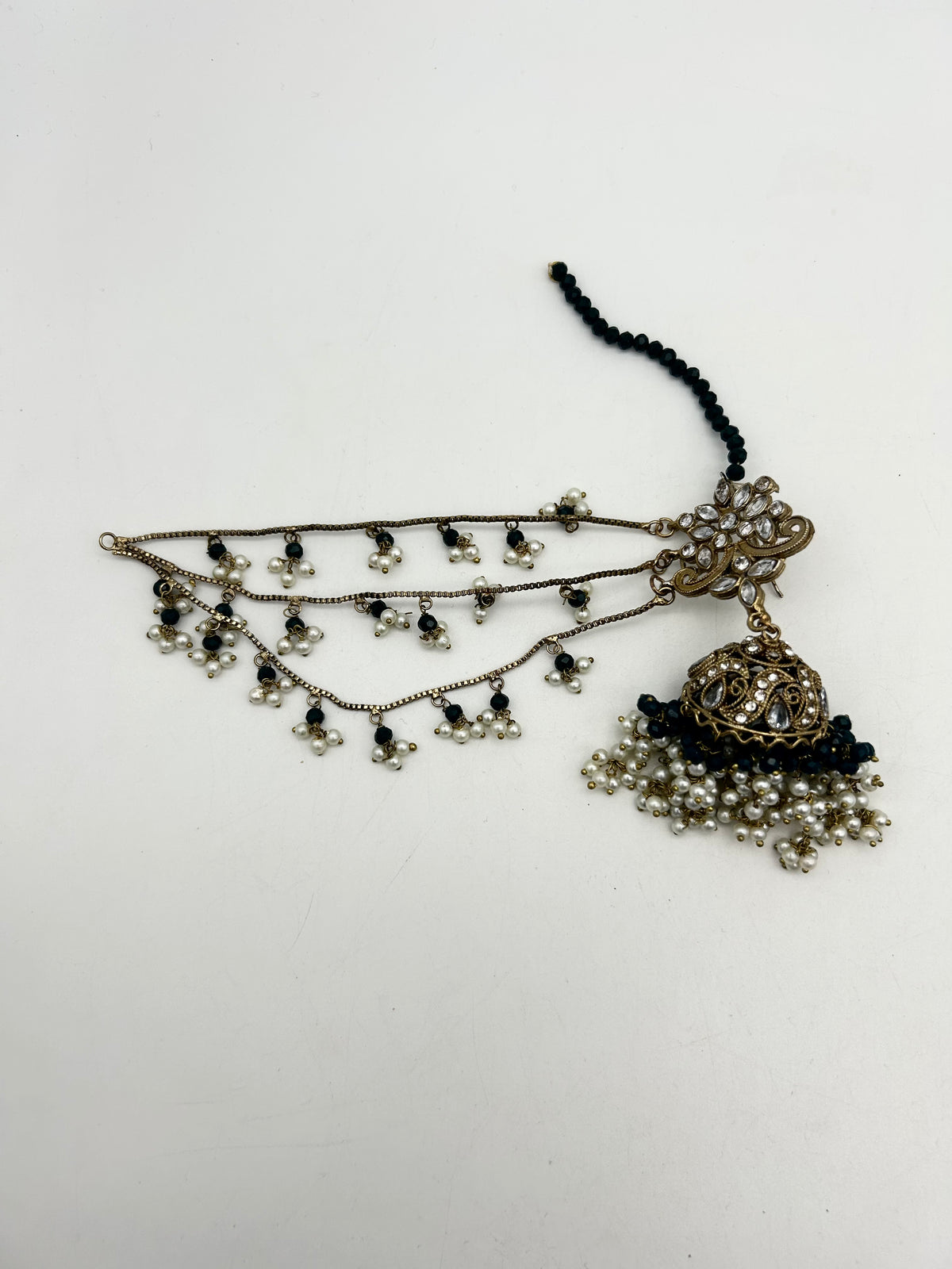 AM000 Gold White and Blue necklace  set Polki