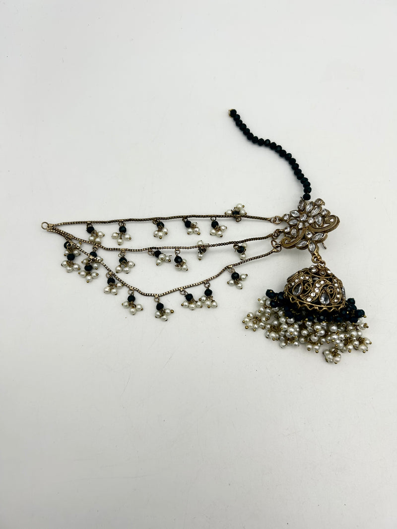 AM000 Gold White and Blue necklace  set Polki