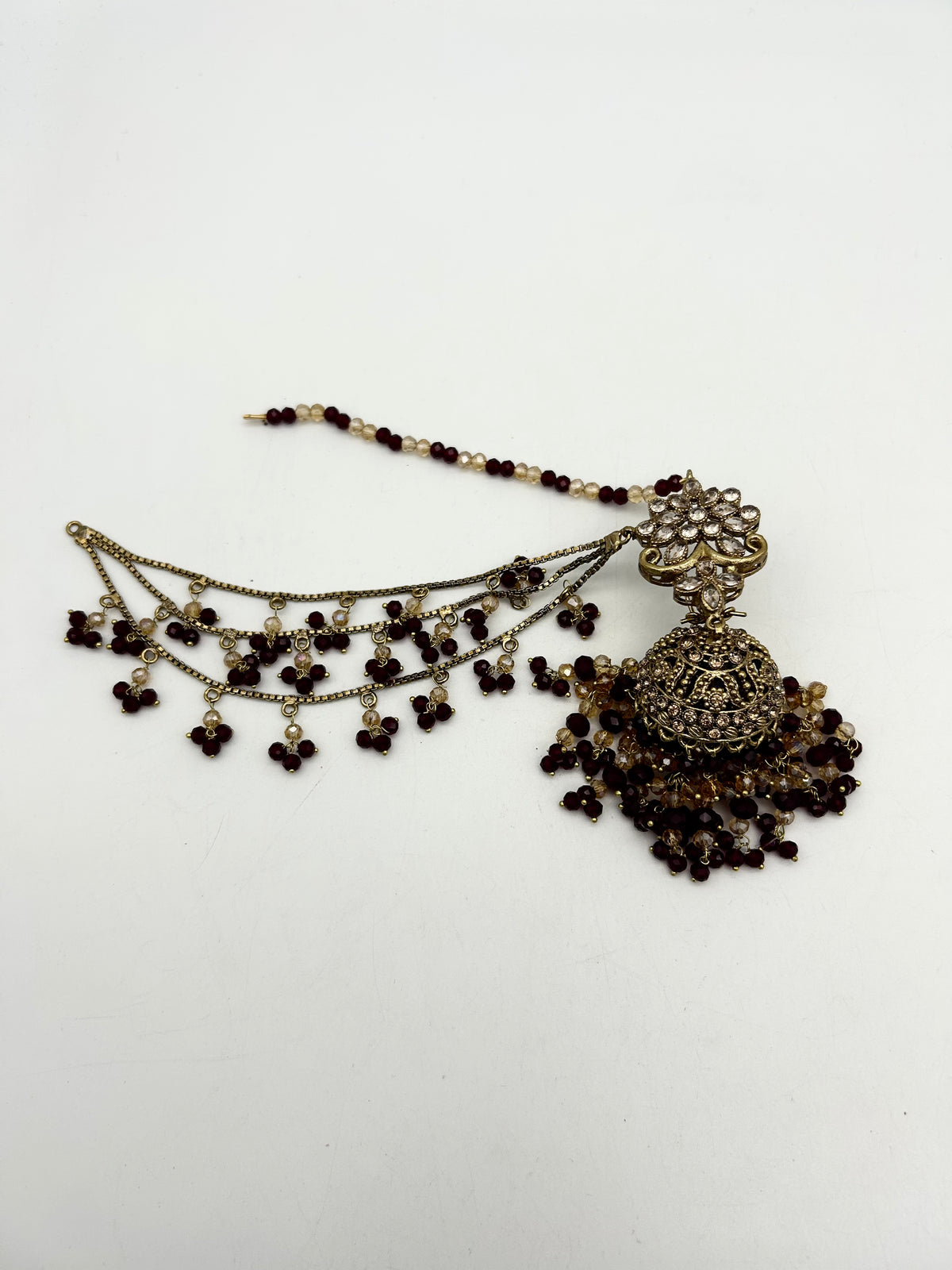 AM9025 Gold and Maroon bridal necklace set Polki