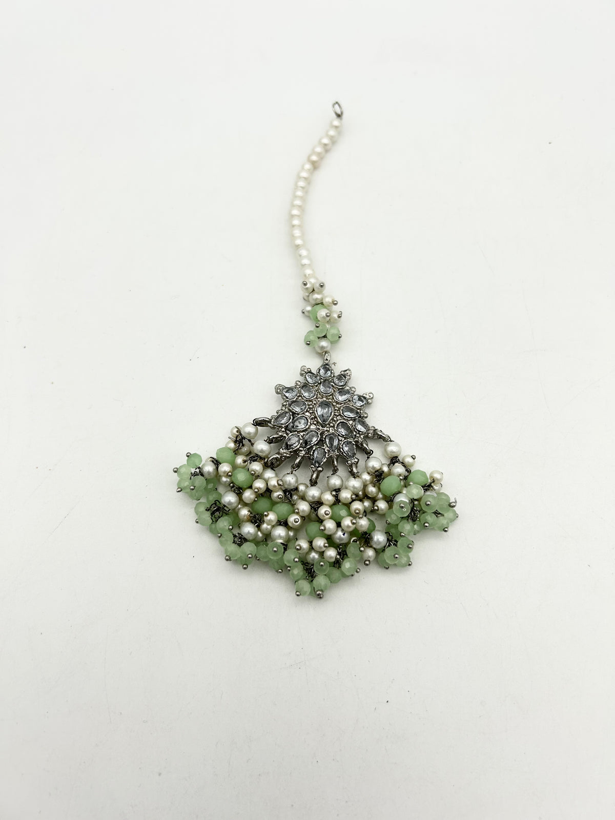 AM060 Silver and Mint Bridal Necklace set Polki