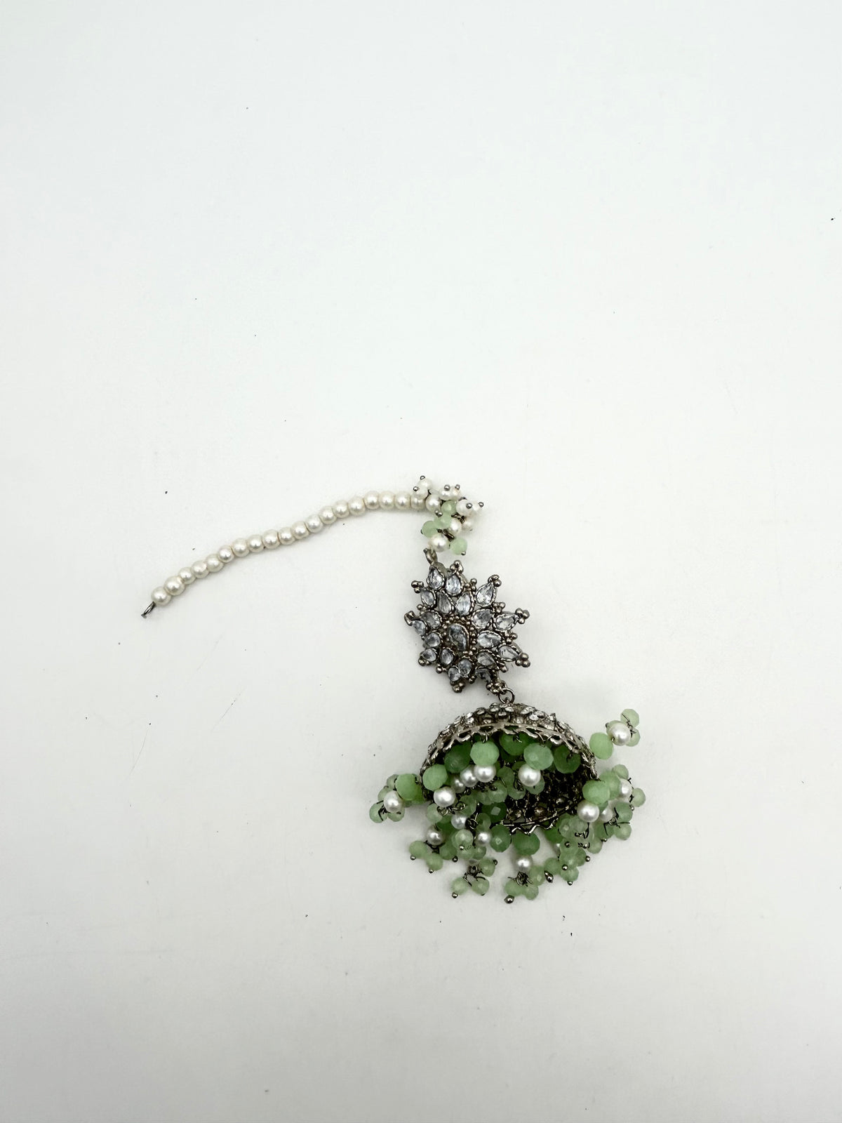 AM060 Silver and Mint Bridal Necklace set Polki