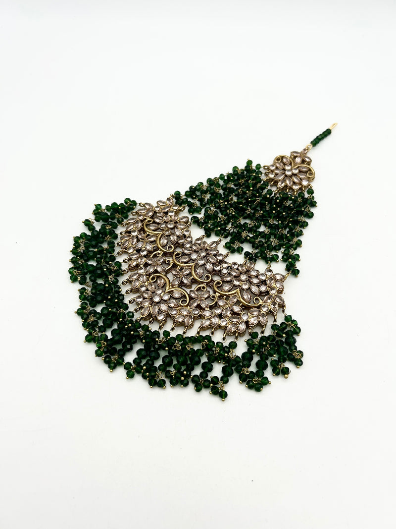 AM9027 Gold and Green bridal necklace set Polki