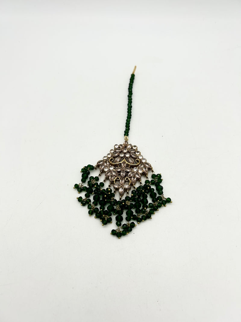 AM9027 Gold and Green bridal necklace set Polki