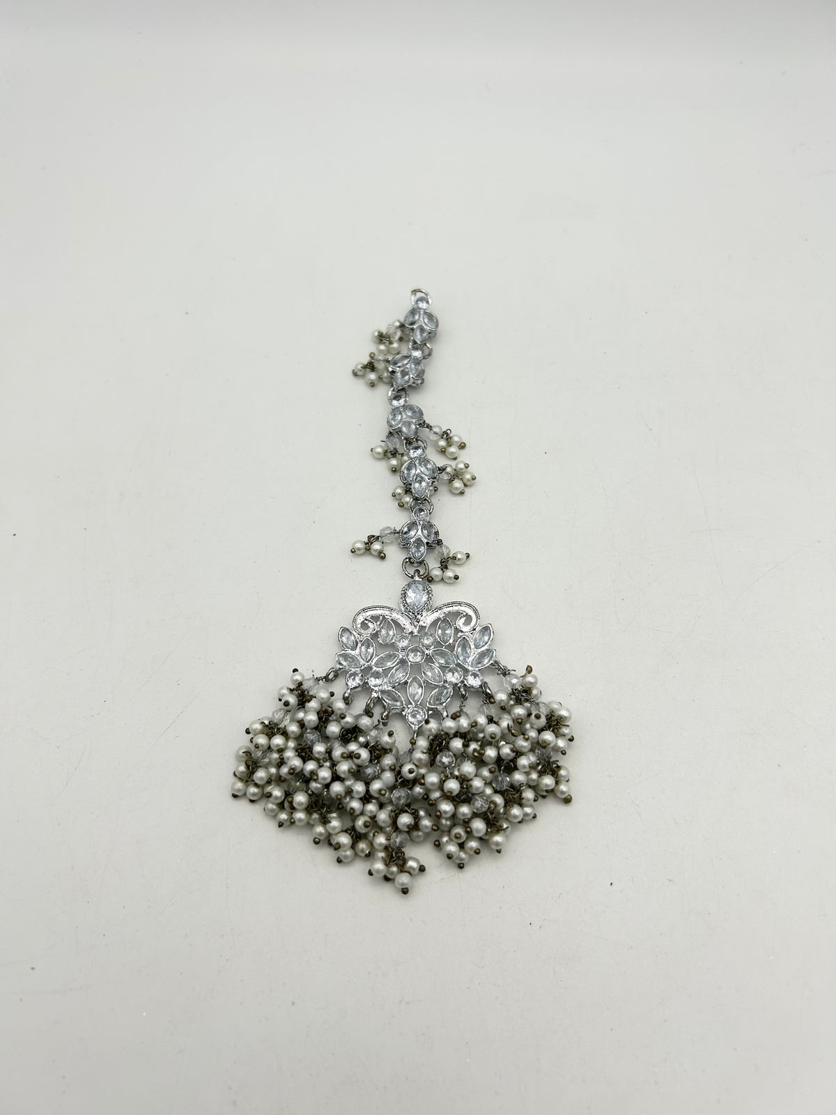 AM041 Antique Silver and Pearl bridal necklace set Polki