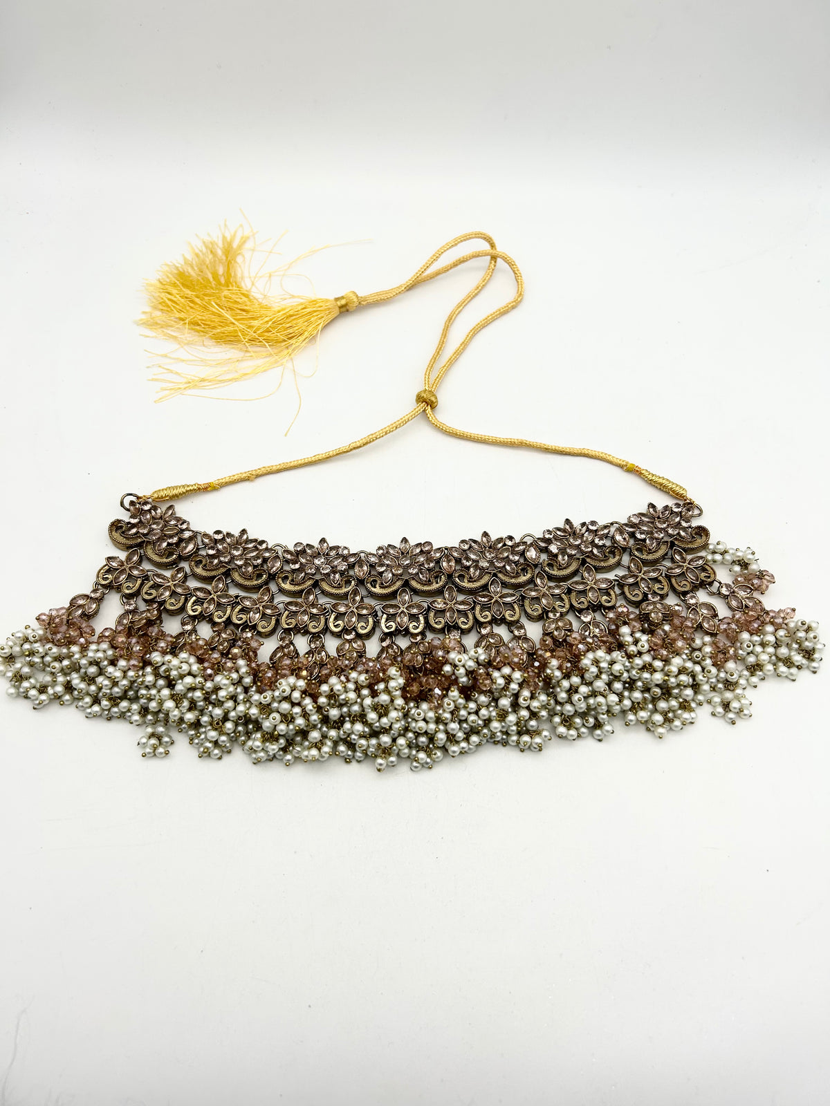 AM041 Gold and Pink bridal necklace set Polki