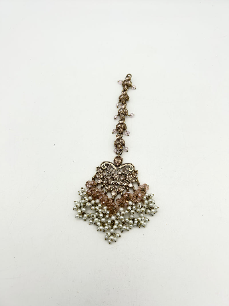 AM041 Gold and Pink bridal necklace set Polki