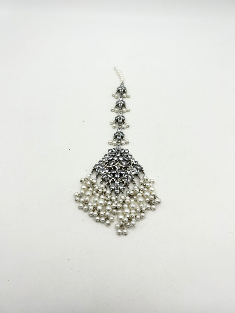 AM9025 Silver bridal necklace set Polki