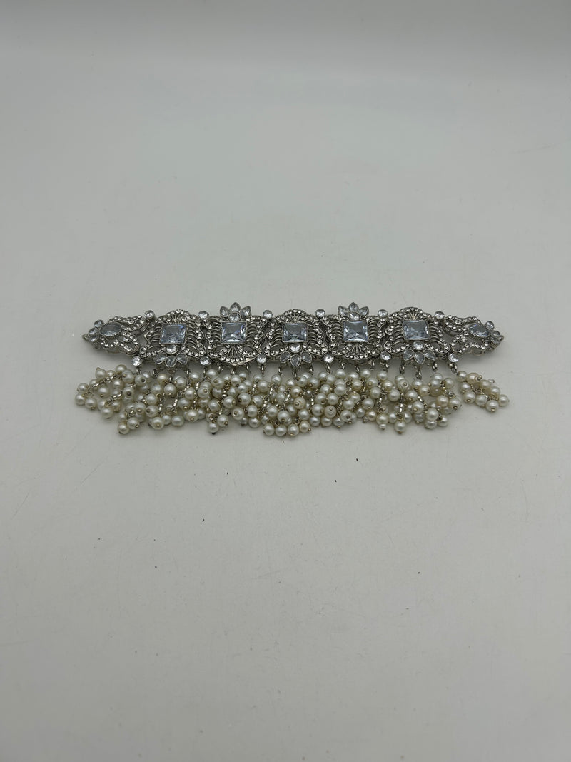 AM300 silver bridal necklace and choker set Polki