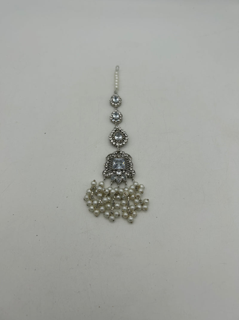 AM300 silver bridal necklace and choker set Polki