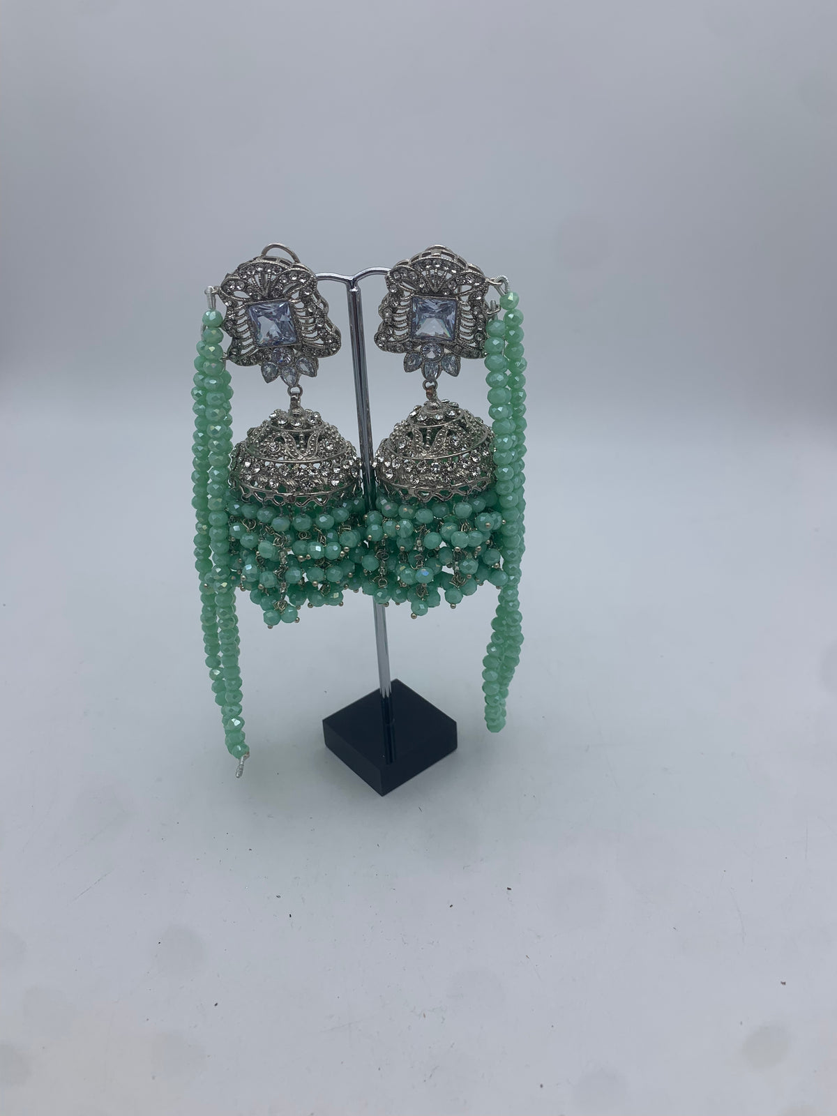 AM300 White and Mint Bridal necklace and choker set Polki
