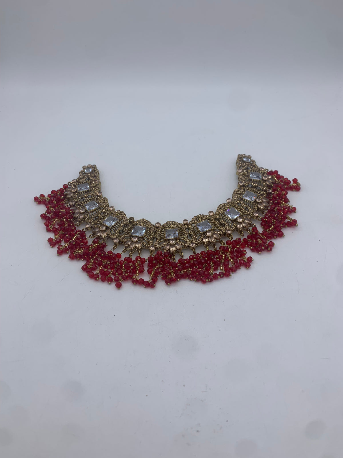 AM300 Gold and Red bridal necklace and choker set polki
