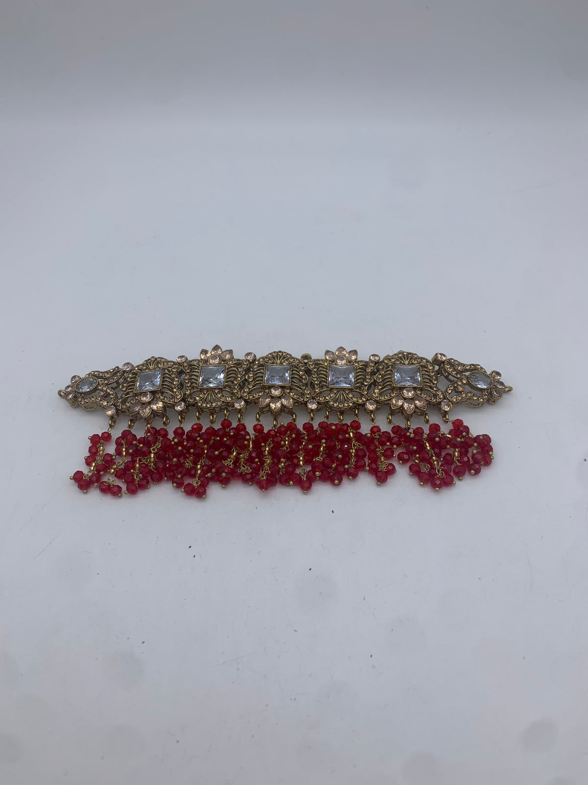 AM300 Gold and Red bridal necklace and choker set polki