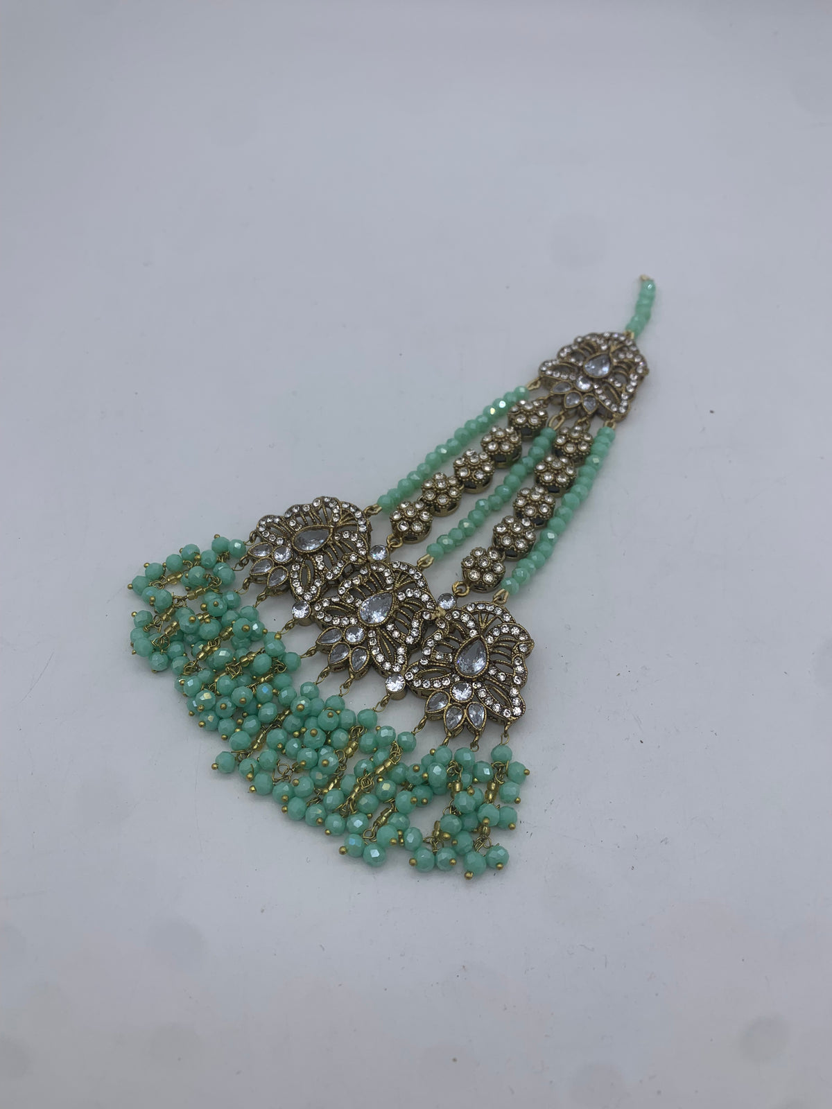 AM301 Gold and Mint Bridal Necklace Choker set Polki