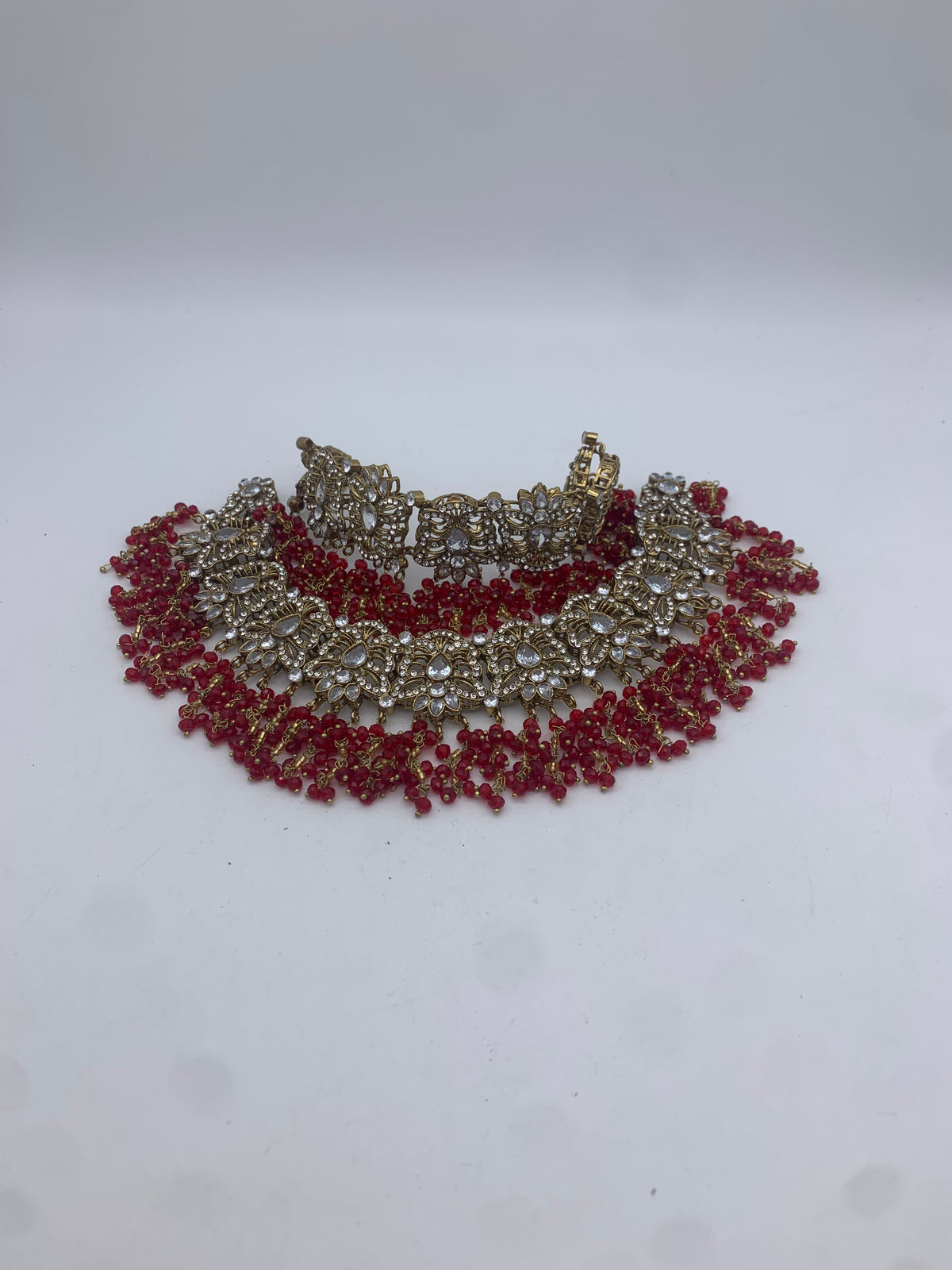 AM301 Gold and Red Bridal necklace and choker set Polki
