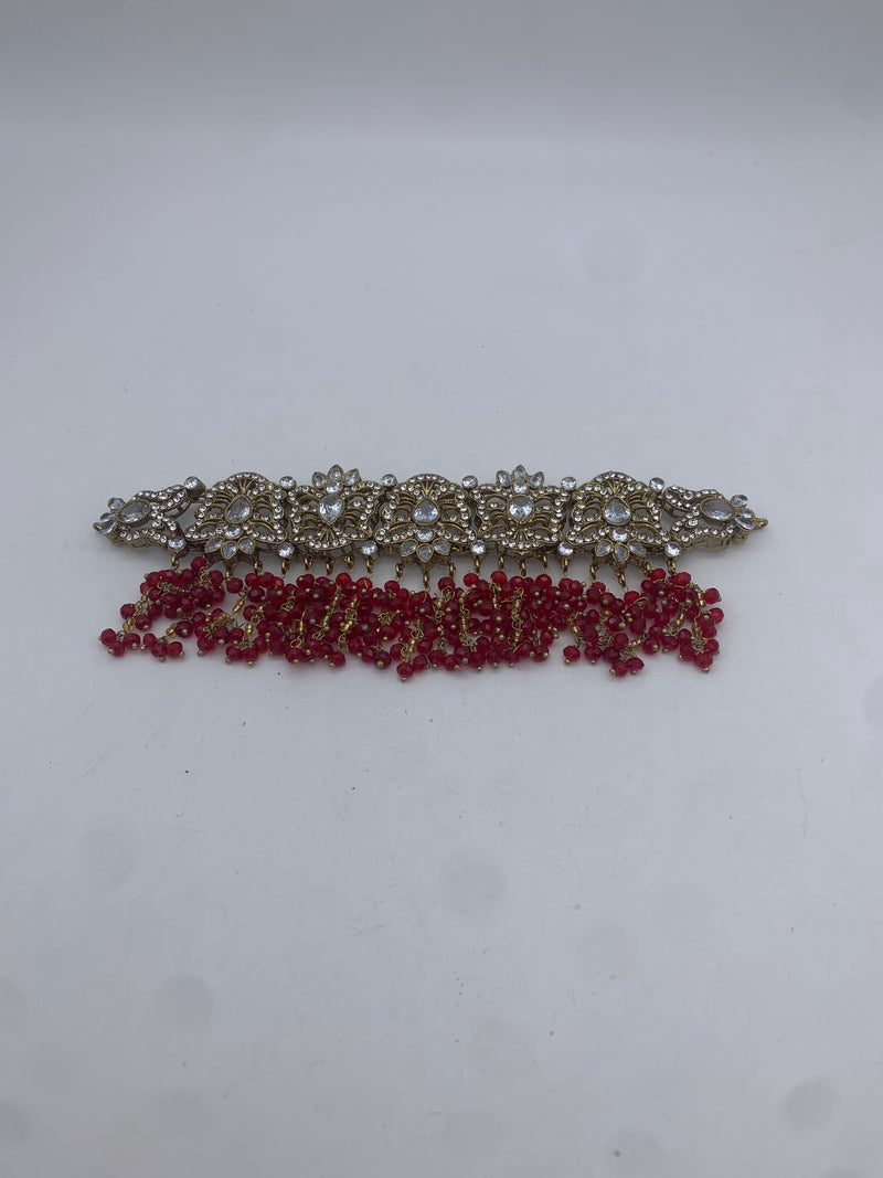 AM301 Gold and Red Bridal necklace and choker set Polki