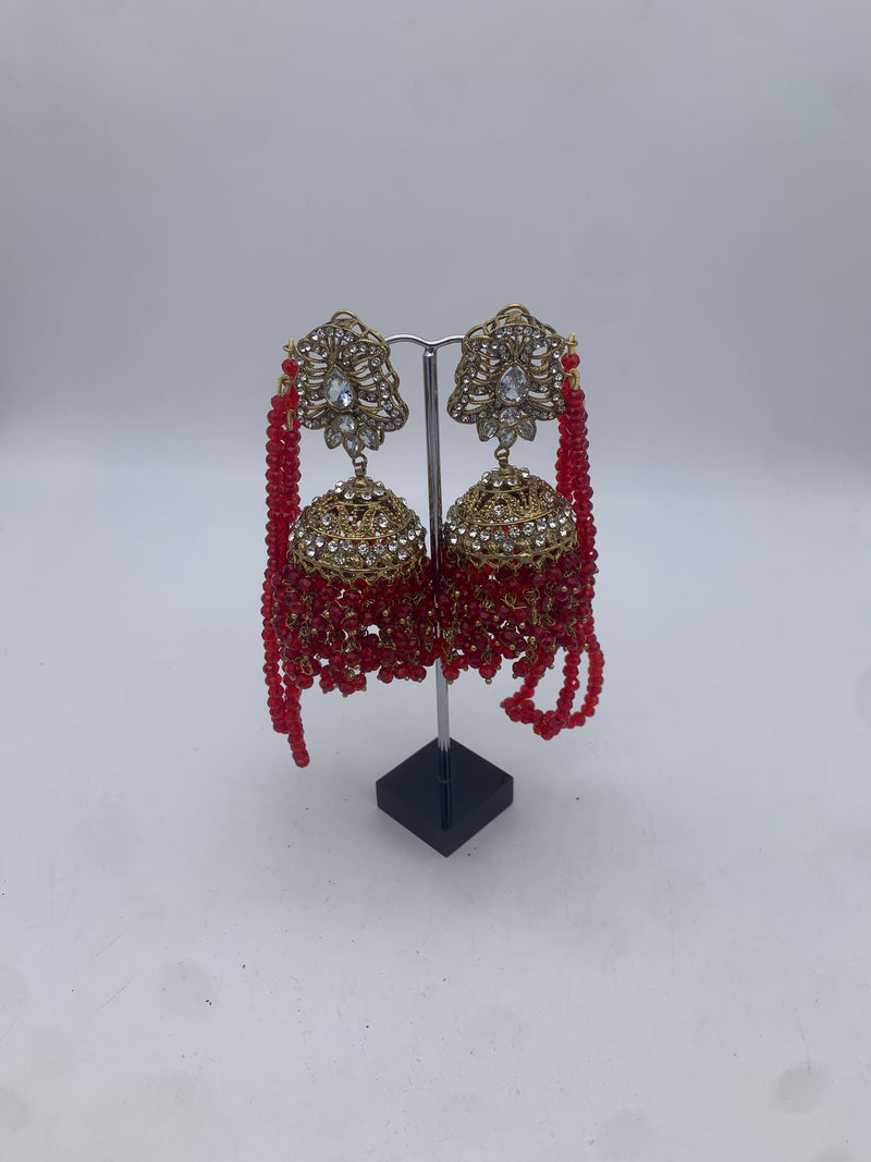 AM301 Gold and Red Bridal necklace and choker set Polki