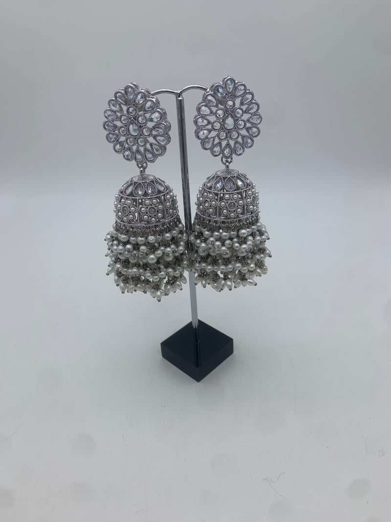 AM011 Silver Necklace set Polki