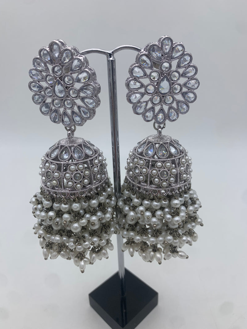 AM011 Silver Necklace set Polki