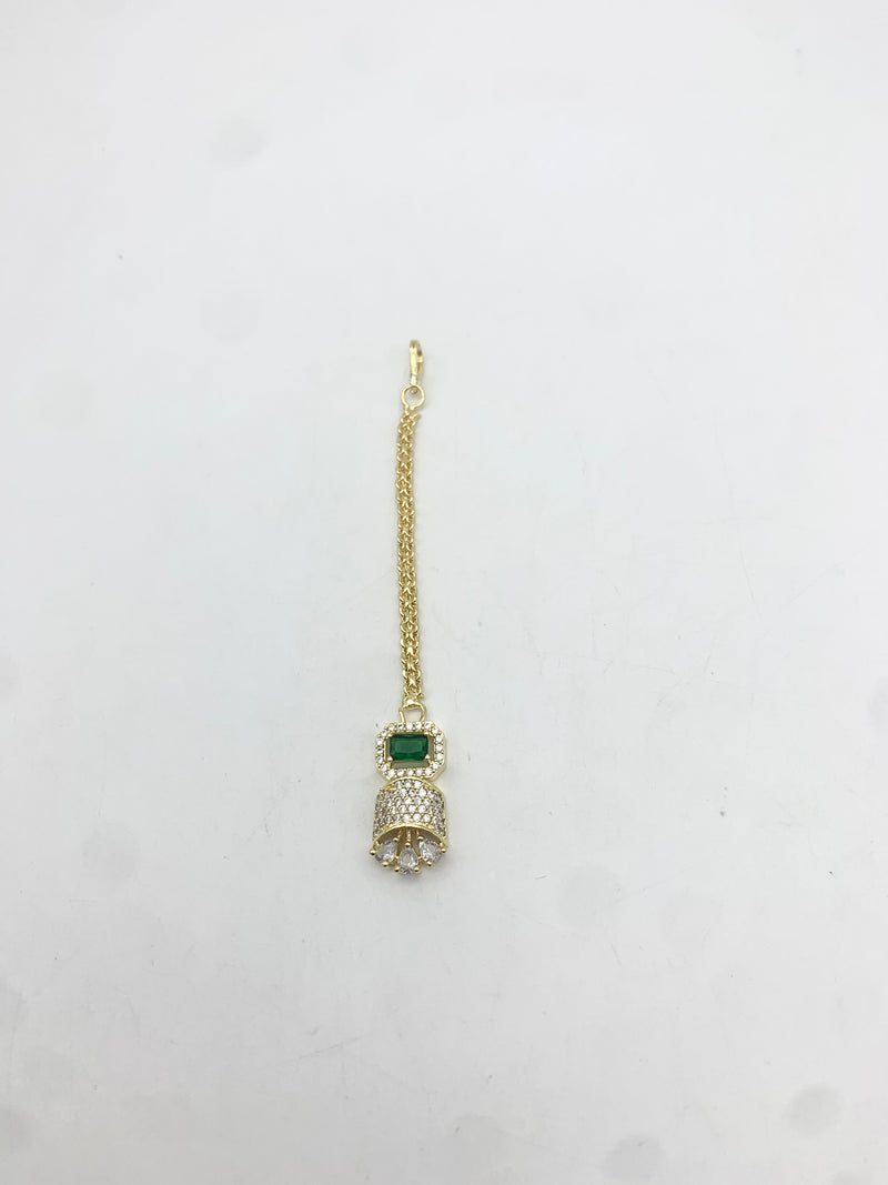 AM669 Gold and Green tikka American diamond