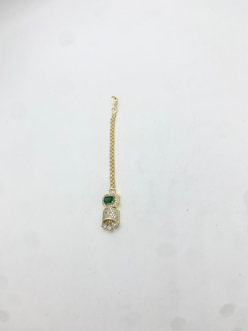 AM669 Gold and Green tikka American diamond