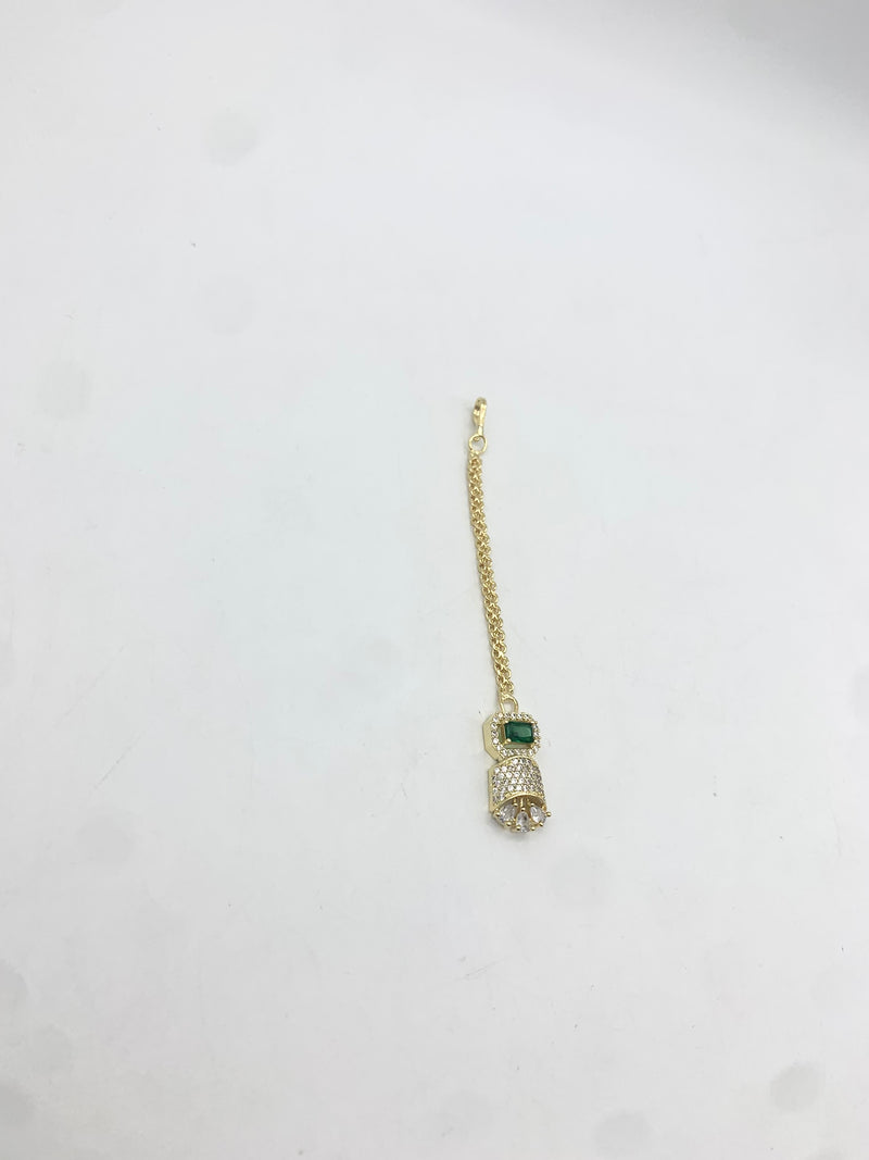 AM669 Gold and Green tikka American diamond