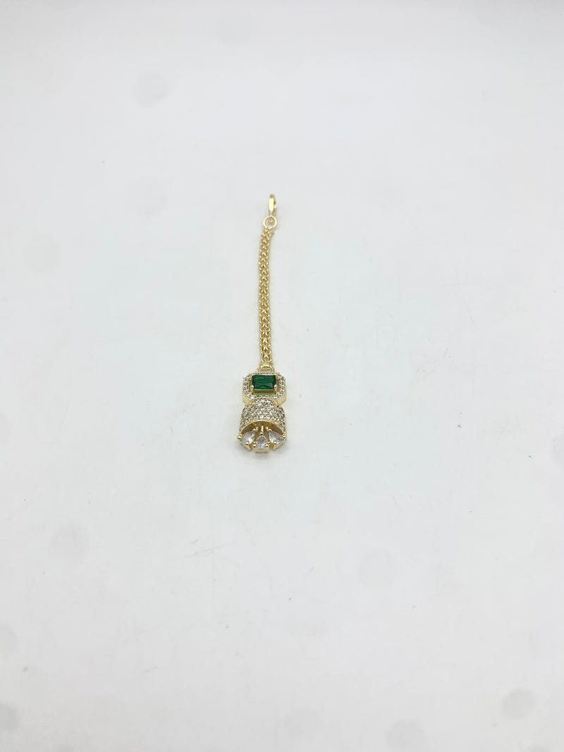 AM669 Gold and Green tikka American diamond