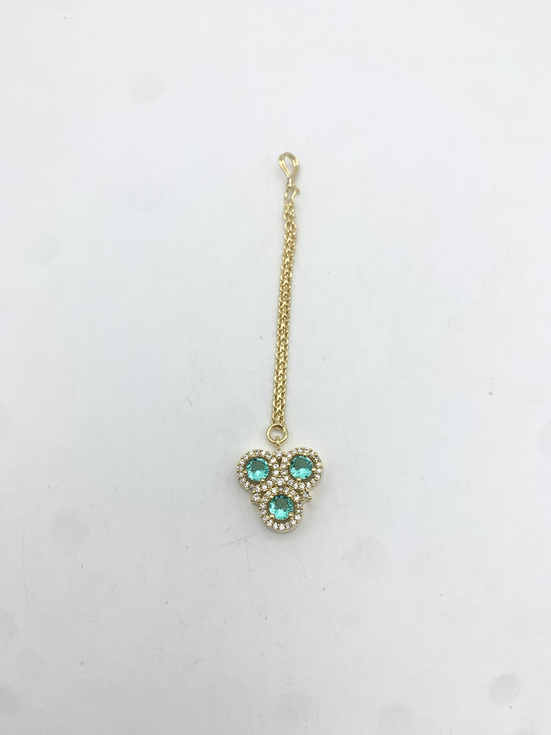 AM671 Gold and Teal tikka American Diamond