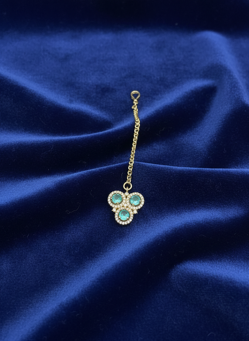 AM671 Gold and Teal tikka American Diamond