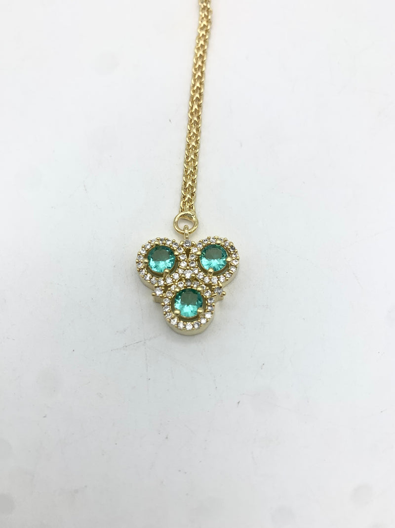 AM671 Gold and Teal tikka American Diamond