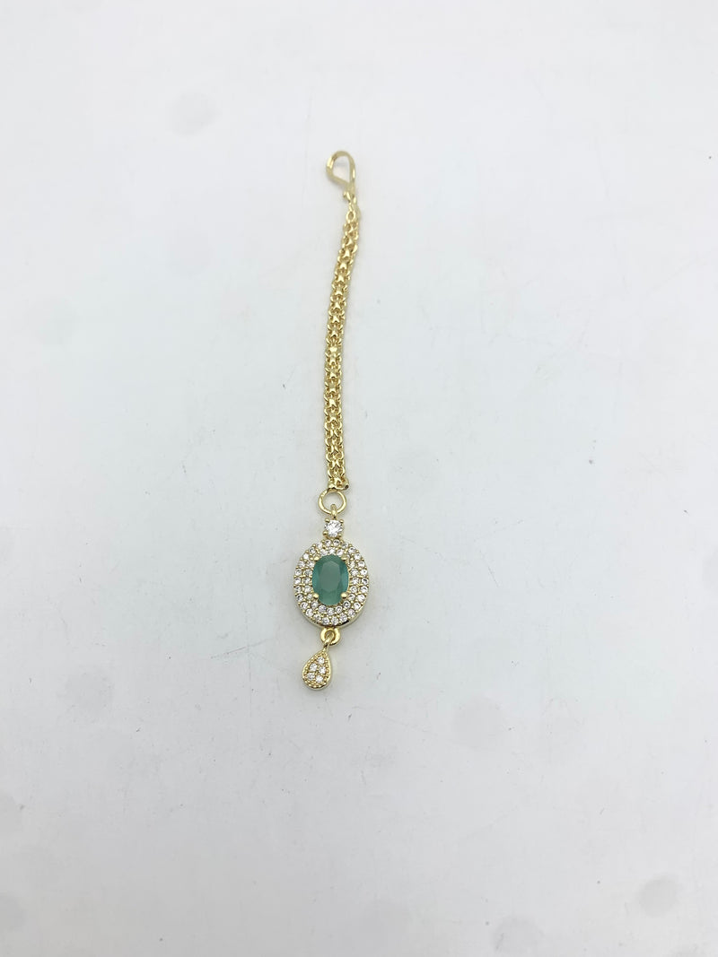 AM672 Gold and Mint tikka American diamond