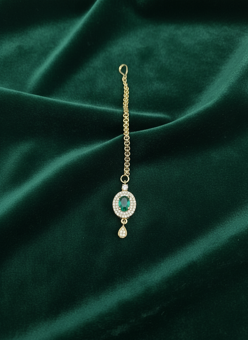 AM672 Gold and Mint tikka American diamond