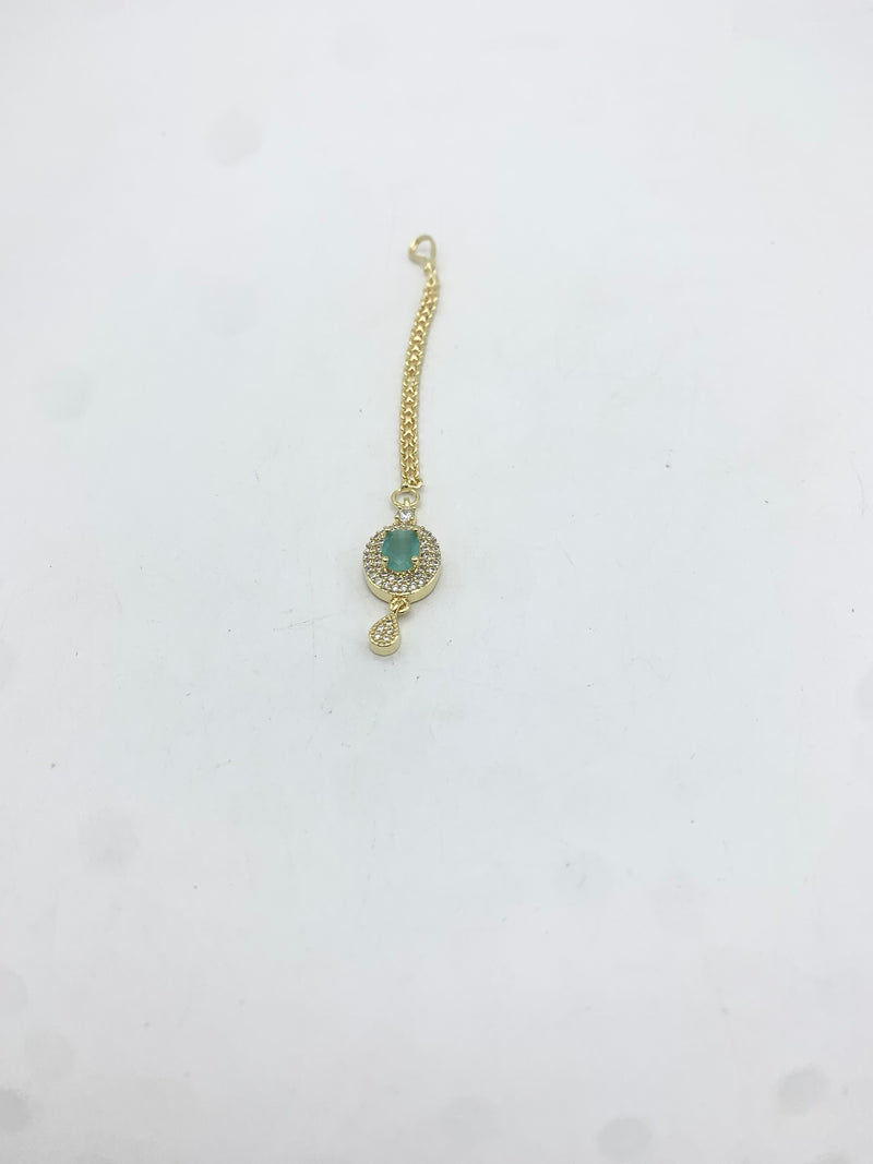 AM672 Gold and Mint tikka American diamond