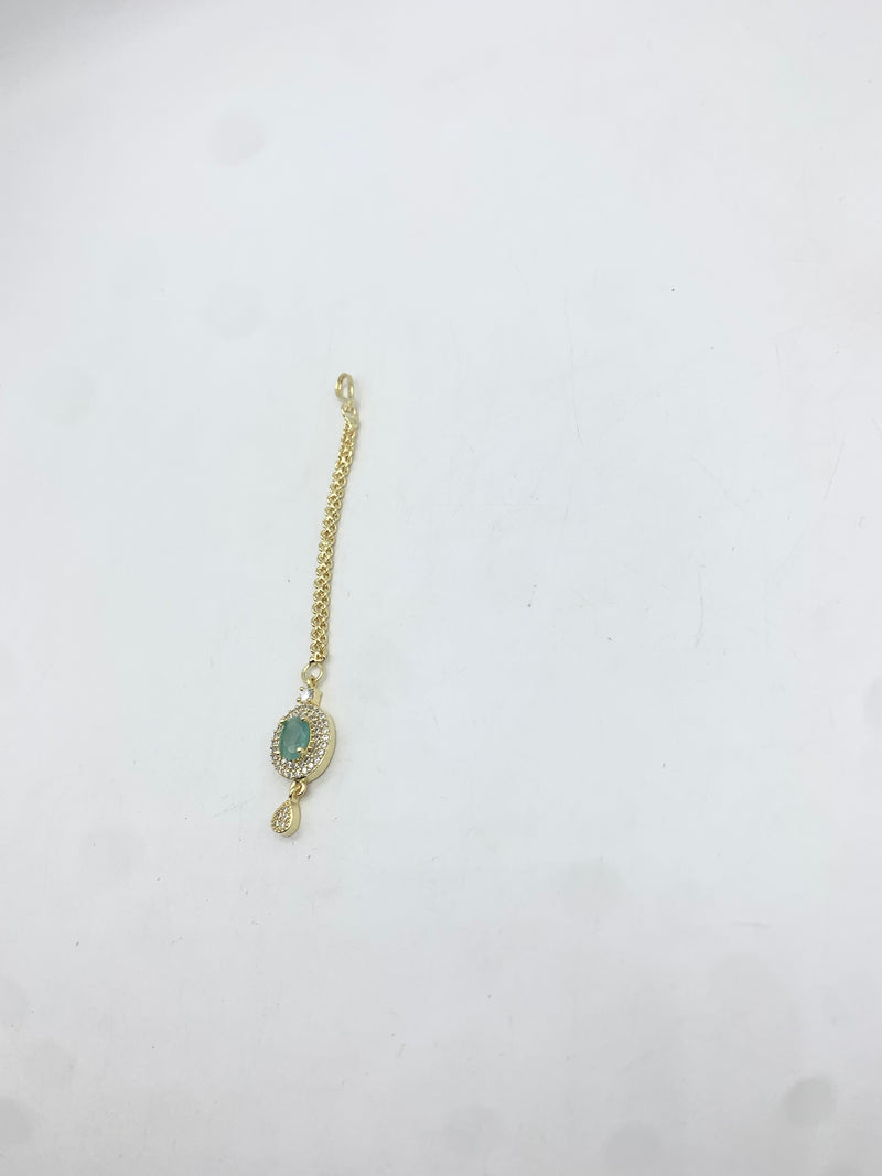 AM672 Gold and Mint tikka American diamond