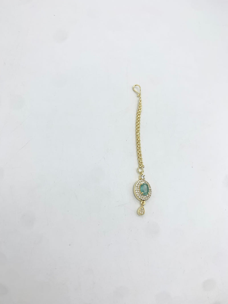 AM672 Gold and Mint tikka American diamond