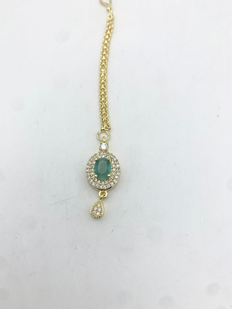 AM672 Gold and Mint tikka American diamond